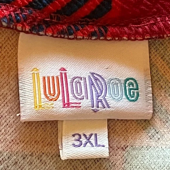 LuLaRoe Straight MIdi Skirt, Red Blue | 3X - Picture 8 of 9